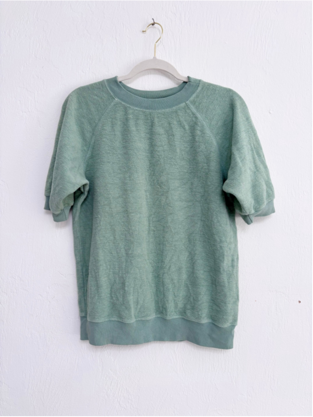 Women's Jungmaven Hemp Organic Cotton SS Raglan Sherpa Sweatshirt Green Size S - Picture 1 of 10